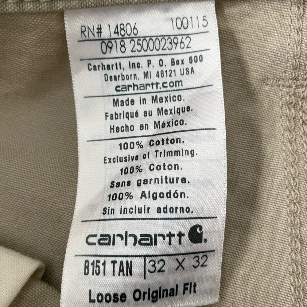 Carhartt Utility Work Pants Loose Relaxed Fit Canvas Khaki Tan 32X32 - Picture 11 of 12